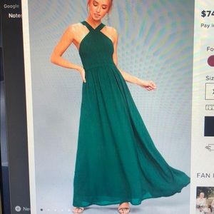 Air of romance forest green maxi dress
